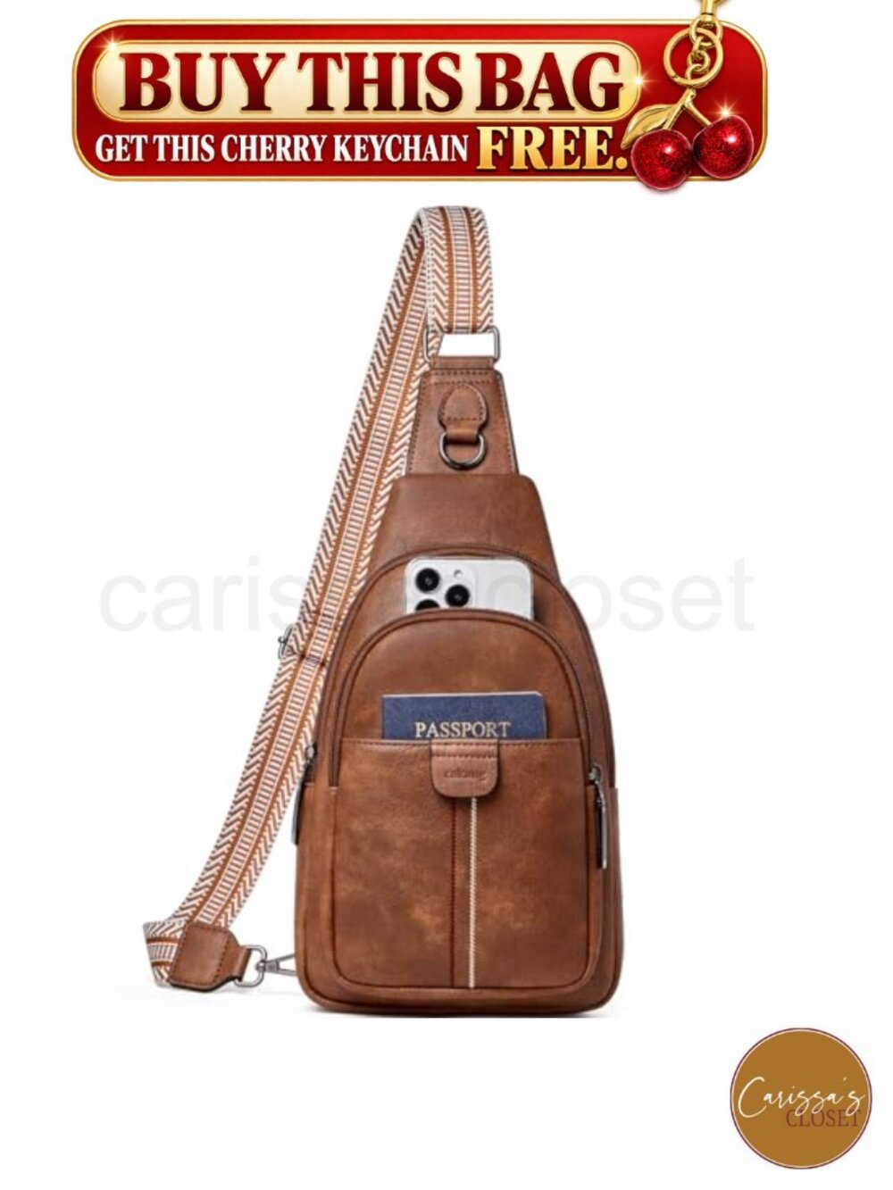 ✨ Vegan Leather Sling Bag Crossbody Women Adjustable Strap Travel